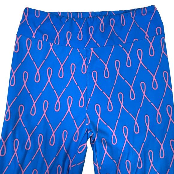 LuLaRoe Breast Cancer Awareness Leggings Blue Pink Ribbon One Size - Picture 4 of 11